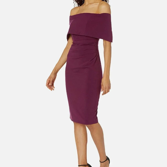 Dark Red Vince Camuto Off Shoulder Sheath Dress New with tags size 8 - Picture 9 of 9